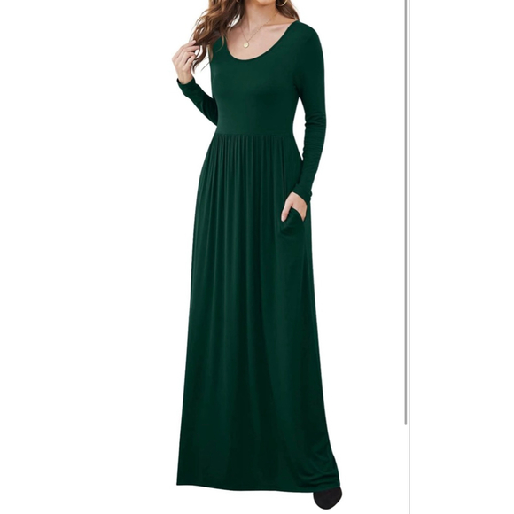 NEW Green Long Sleeve Empire Waist Maxi Dress - Picture 6 of 6